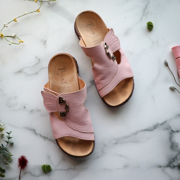 THINK! Mizzi face sandal leather cork pink slide - Picture 2 of 8